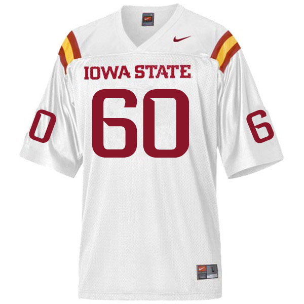 Men #60 Owen Terwilliger Iowa State Cyclones College Football Jerseys Sale-White - Click Image to Close